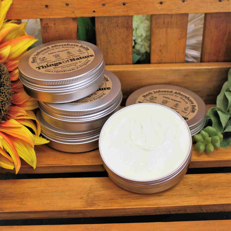 Organic Herb Infused Aftershave Balm - Dandelion Hops Nettle Sage - Things of Nature