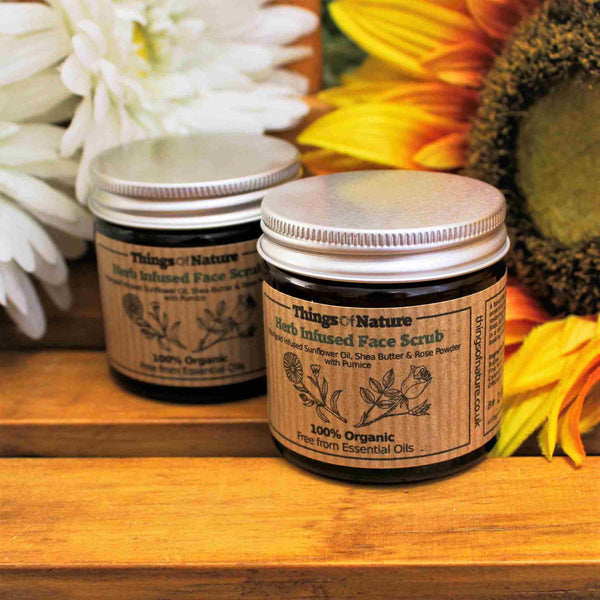 Organic Herb Infused Face Scrub: Calendula and Rose - Things of Nature